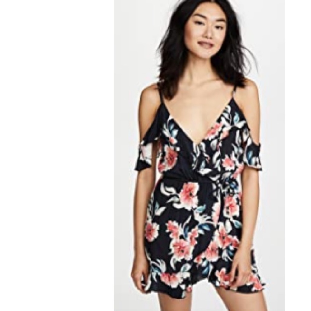 Roe + May Floral Open Shoulder Mini Dress